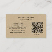 Carte De Visite Simple Photo Professionnel Faux Kraft et Code QR (Dos)