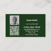Carte De Visite Simple Photo QR Code Personal Message Green White (Devant)