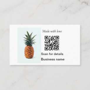 Carte De Visite Simple pineapple fruit food q r code business deta