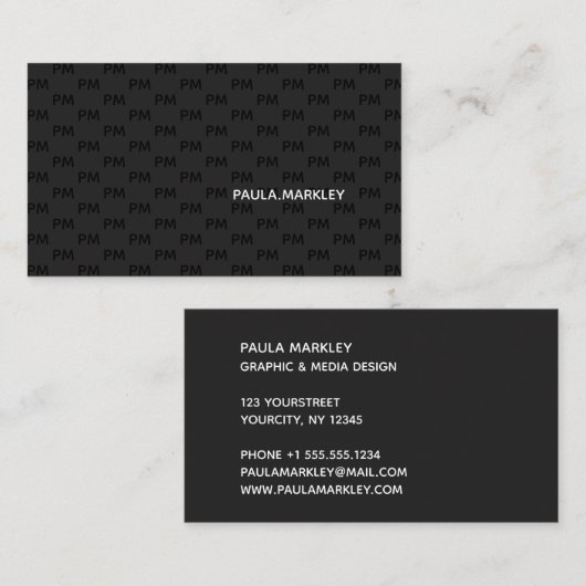 Carte De Visite Simple Plain Black Gray (Devant / Derrière)