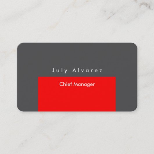 Carte De Visite Simple Plain élégant moderne gris rouge minimalist (Devant)