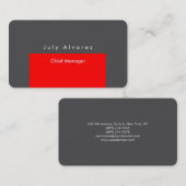 Carte De Visite Simple Plain élégant moderne gris rouge minimalist (Devant / Derrière)