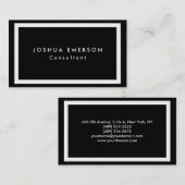 Carte De Visite Simple Plain Élégant noir blanc bordures Moderne (Devant / Derrière)