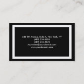 Carte De Visite Simple Plain Élégant noir blanc bordures Moderne (Dos)