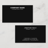 Carte De Visite Simple Plain élégant professionnel moderne Noir (Devant / Derrière)