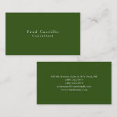 Carte De Visite Simple Plain Élégant Vert Blanc Moderne (Devant / Derrière)