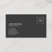 Carte De Visite Simple Plain Moderne Professionnel Élégant Noir (Devant)