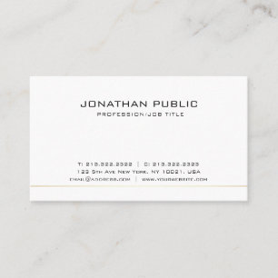 Carte De Visite Simple Plain Professionnel Élégant Blanc Moderne