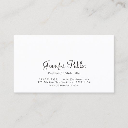 Carte De Visite Simple Plain Professionnel Moderne Blanc Élégant (Devant)