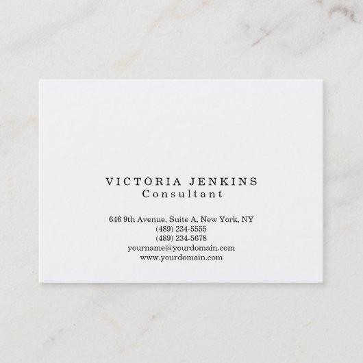 Carte De Visite Simple Plat tendance Blanc Professionnel Créatif (Devant)