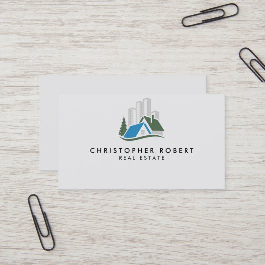 Carte de visite simple pour immobilier (Devant/Arrière en situation)
