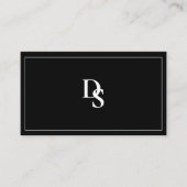 Carte De Visite Simple Professional Black White Initials QR Code (Devant)