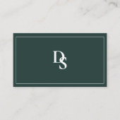 Carte De Visite Simple Professional Dark Green Initials QR Code (Devant)