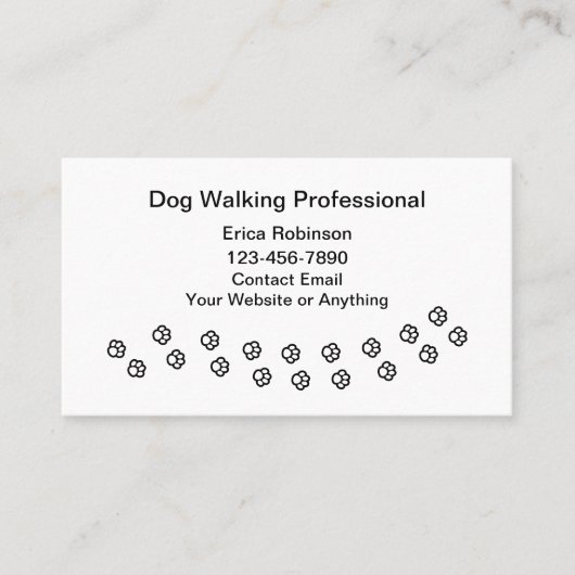 Carte De Visite Simple Professional Dog Walking Business Cards (Devant)