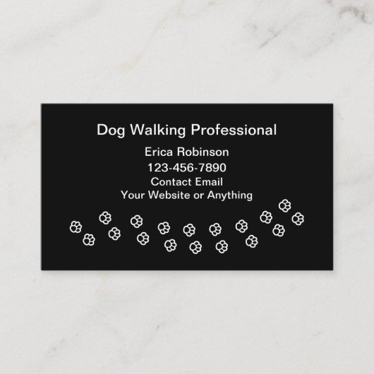Carte De Visite Simple Professional Dog Walking Business Cards (Devant)