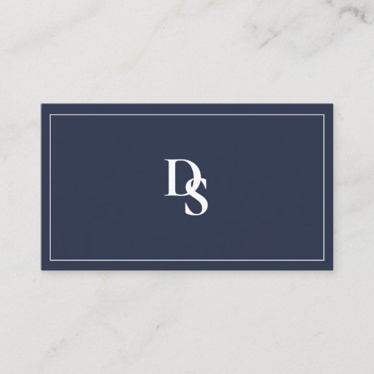 Carte De Visite Simple Professional Dusty Blue Initials QR Code (Devant)