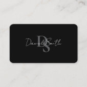 Carte De Visite Simple Professional Monogram Initial QR code Black (Devant)