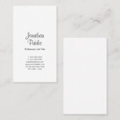 Carte De Visite Simple Professionnel Blanc Élégant Moderne Vertica (Devant / Derrière)