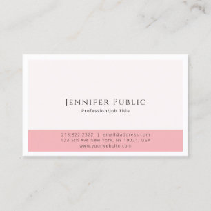 Carte De Visite Simple professionnel blanc rose élégant moderne