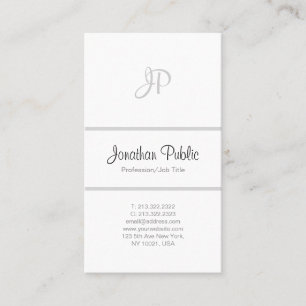 Carte De Visite Simple professionnel élégant Monogramme blanc mode