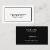 Carte De Visite Simple professionnel élégant noir et blanc (Devant / Derrière)