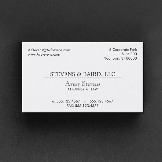 Carte De Visite Simple Professionnel Entreprise Classique Blanc