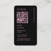 Carte De Visite Simple Professionnel esthétique rose noir (Dos)