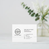 Carte De Visite Simple professionnel noir et blanc ajouter votre l (Debout devant)
