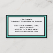 Carte De Visite Simple professionnel Turquoise noir et blanc (Dos)