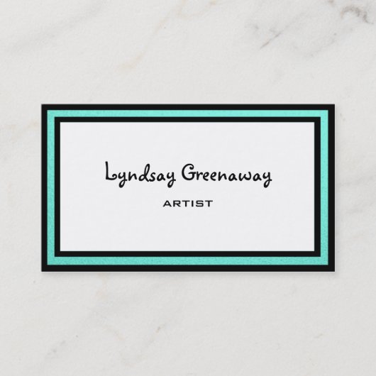Carte De Visite Simple professionnel Turquoise noir et blanc (Devant)