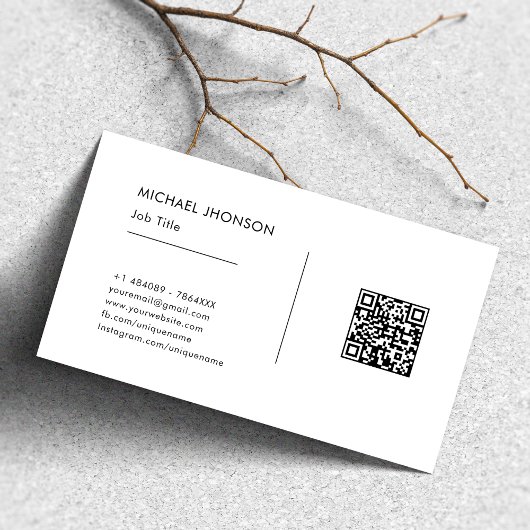 Carte De Visite Simple Qr Code Social Media Logo Blanc