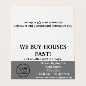 Carte De Visite Simple Realtor Gris Blanc Nous Achetons Maisons Pl (Extérieur déplié)