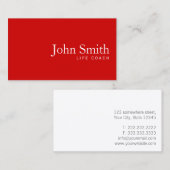 Carte De Visite Simple Red Life Coach Minimaliste (Devant / Derrière)