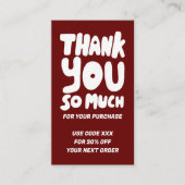 Carte De Visite Simple Red & White Order Merci Social QR Code (Devant)