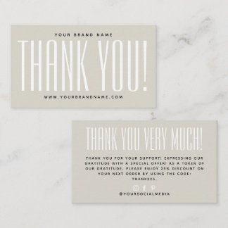 Carte De Visite Simple remerciement minimaliste beige