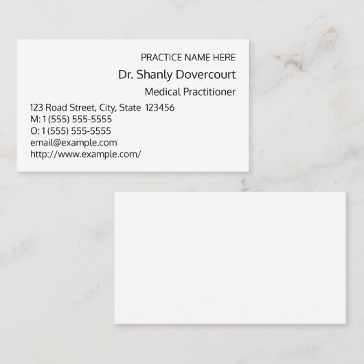 Carte de visite simple, respectueux et humble (Devant / Derrière)