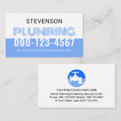 Carte De Visite Simple Rétro Blanc Bleu Plomberie (Devant / Derrière)