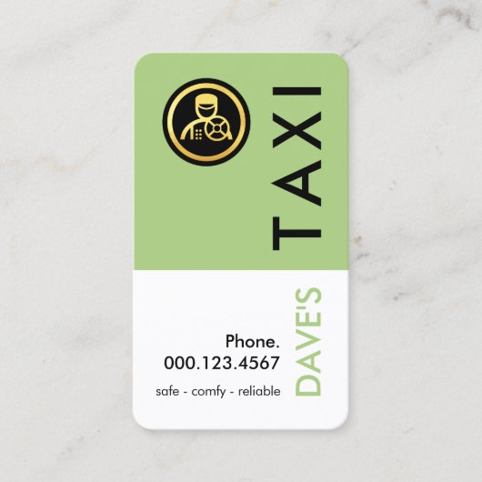Carte De Visite Simple Retro Green Taxi Layer (Devant)