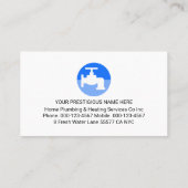 Carte De Visite Simple Retro White Blue Water Plumbing (Dos)
