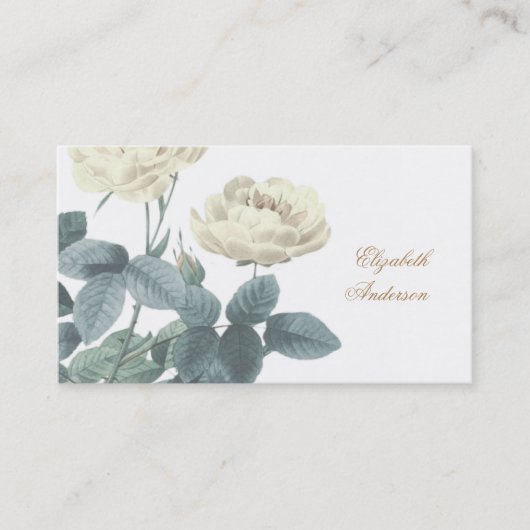 Carte de visite simple Rose blanche (Devant)