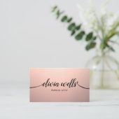 Carte De Visite Simple Rose cuivre or Calligraphie Script Beauté (Debout devant)