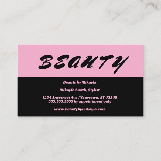 Carte De Visite Simple rose et noir Style cheveux clous beauté (Devant)