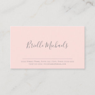 Carte De Visite Simple rose pâle avec script manuscrit gris