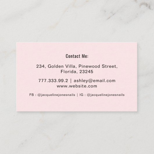 Carte De Visite Simple rose pâle Hello Nettoyer Minimal (Dos)