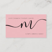 Carte De Visite  Simple rose pâle Mini Monogramme Script noir  (Dos)