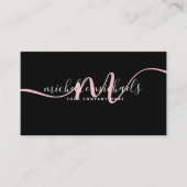 Carte De Visite  Simple rose pâle Mini Monogramme Script noir  (Devant)