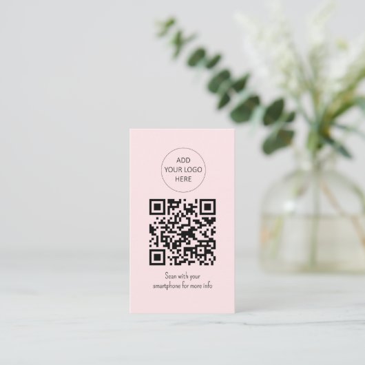 Carte De Visite Simple rose QR Code Beauté Salon (Debout devant)