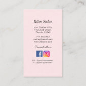 Carte De Visite Simple rose QR Code Beauté Salon (Dos)