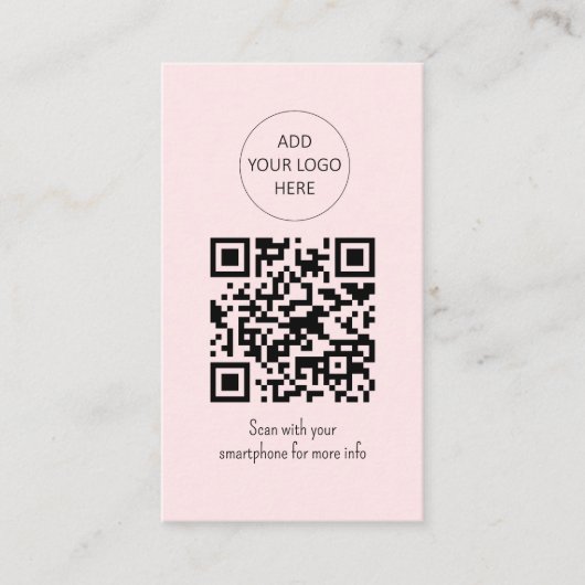 Carte De Visite Simple rose QR Code Beauté Salon (Devant)