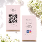 Carte De Visite Simple rose QR Code Beauté Salon